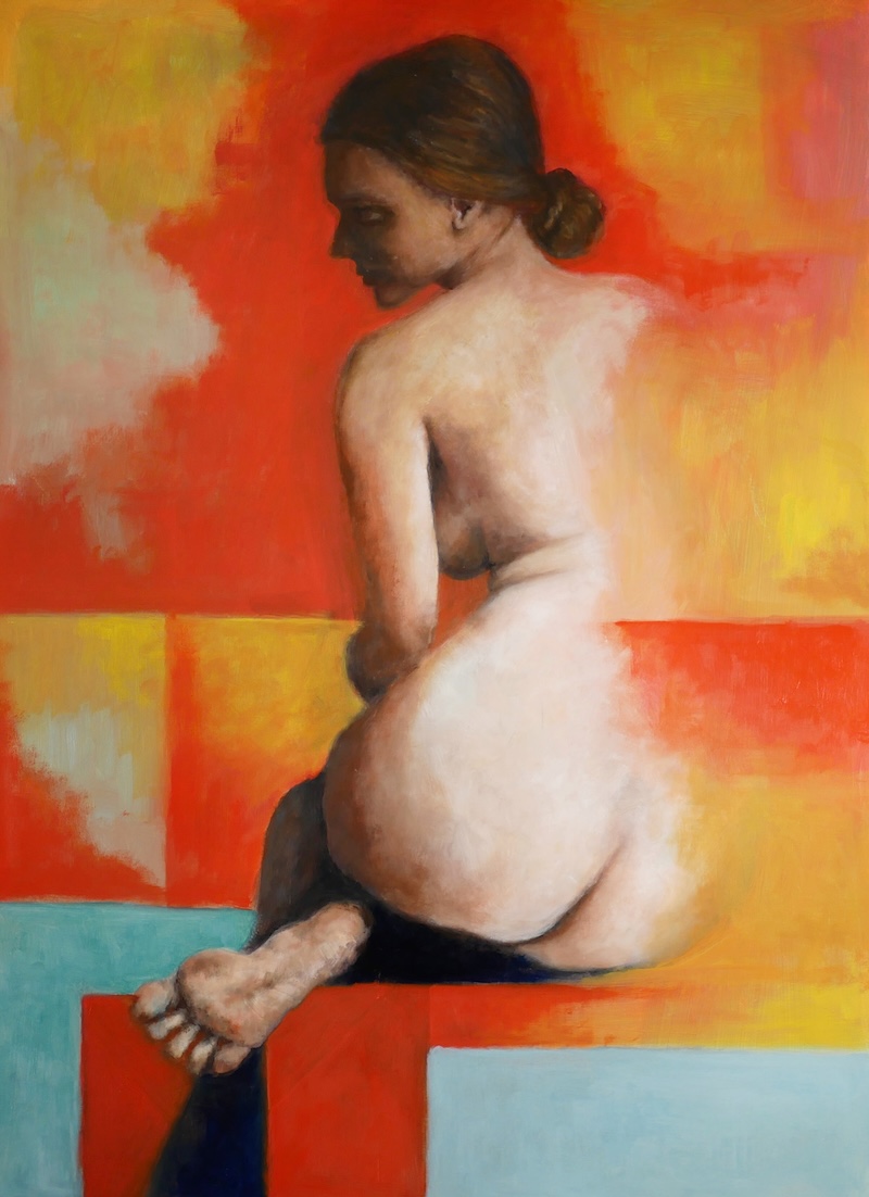 Female Figure on Abstract Forms