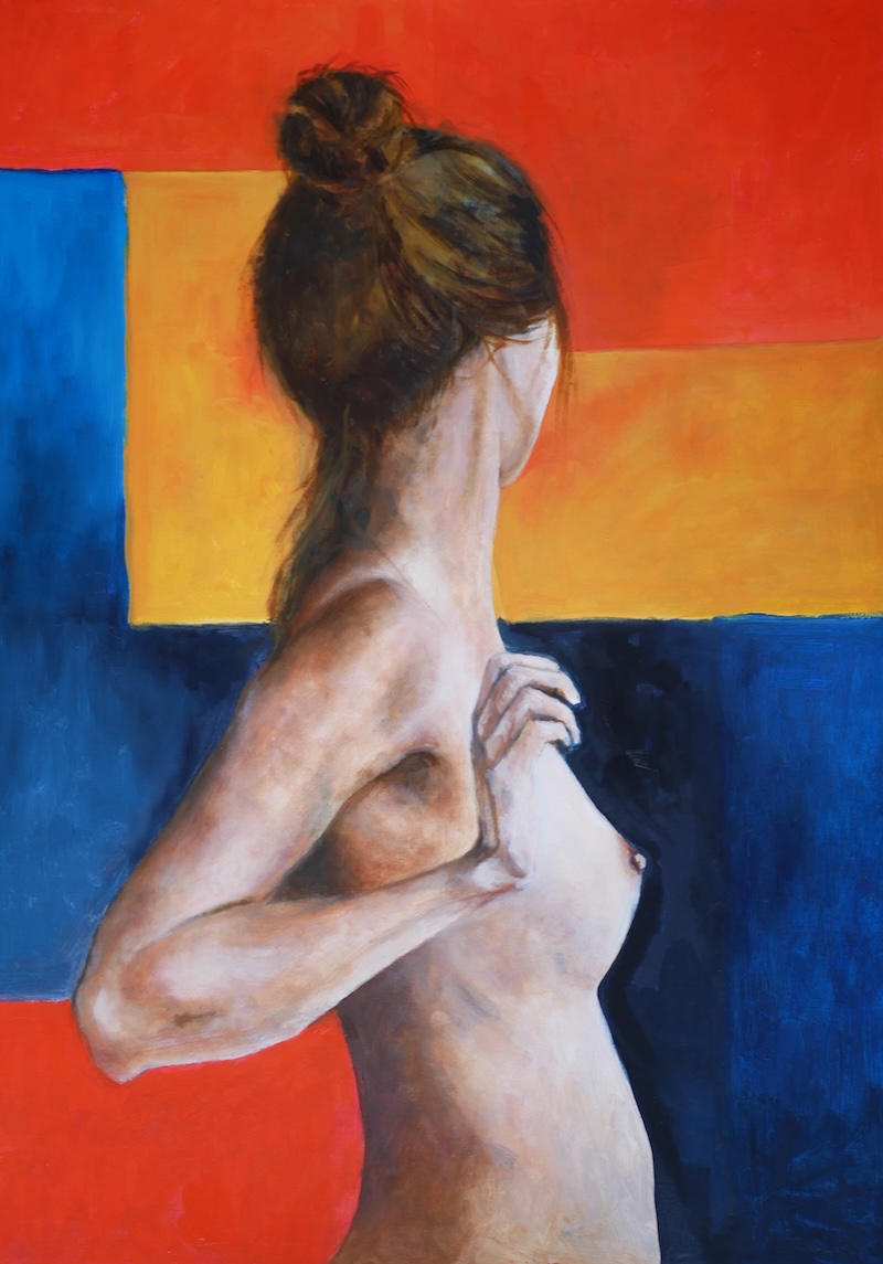 Sander Visser - Female Figure on Primary Colors, oil on paper